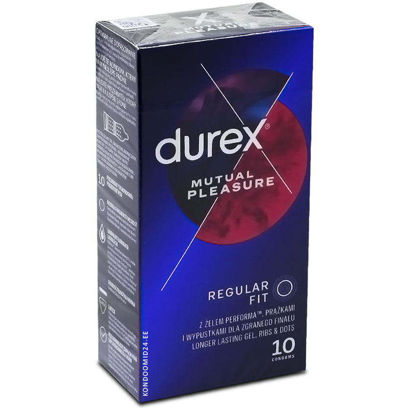 DUREX Mutual Pleasure ribide ja täppidega stimuleerivad kondoomid 10&nbsp;tk