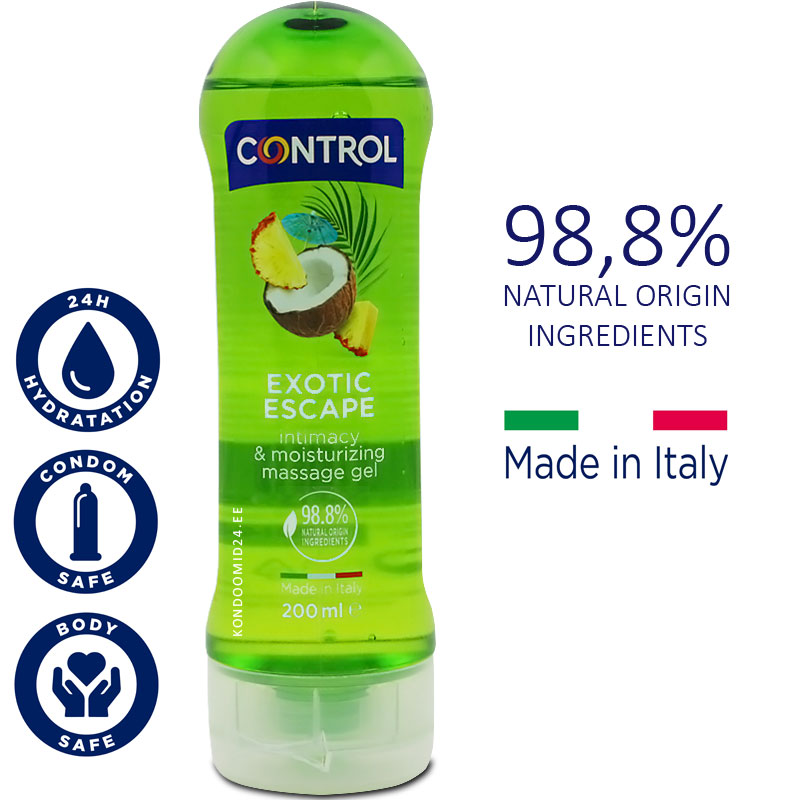 CONTROL Exotic Escape massaažigeel eksootiliste Lõuna-Ameerika puuviljade aroomiga 200&nbsp;ml